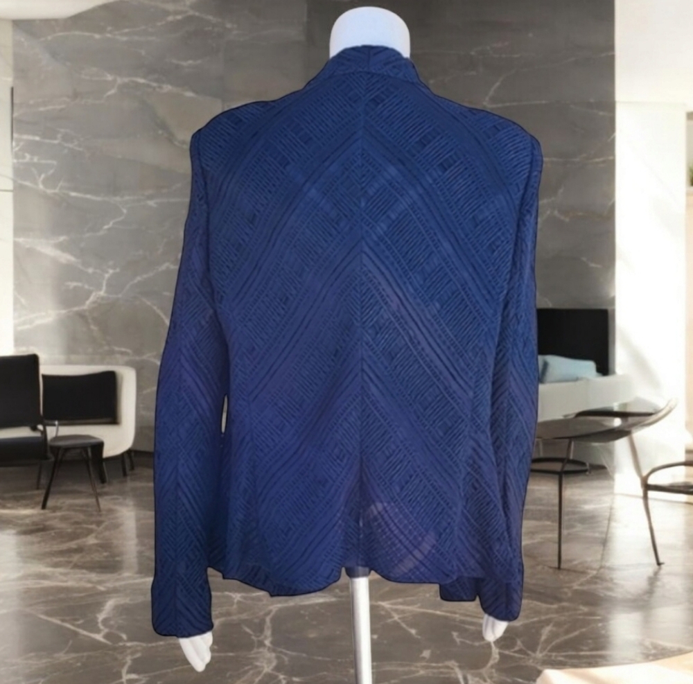 GIORGIO ARMANI Silk Blazer 48 12 Blue Single Breasted VINTAGE Woven Jacket - Picture 8 of 17